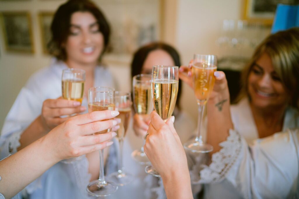 Bridal party champagne toast