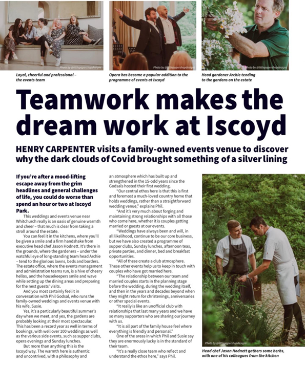 An update from the Shropshire Business Editorial about the team at Iscoyd Park
