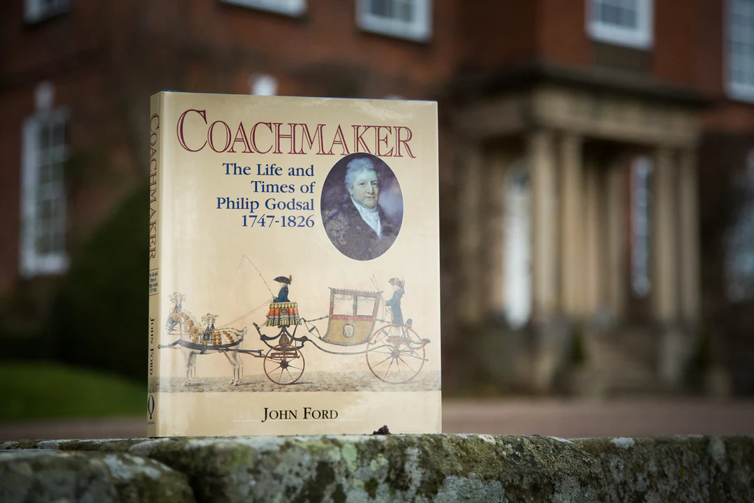 A close up of a book entitled 'Coachmaker; the life and times of Philip Godsall 1747-1826'