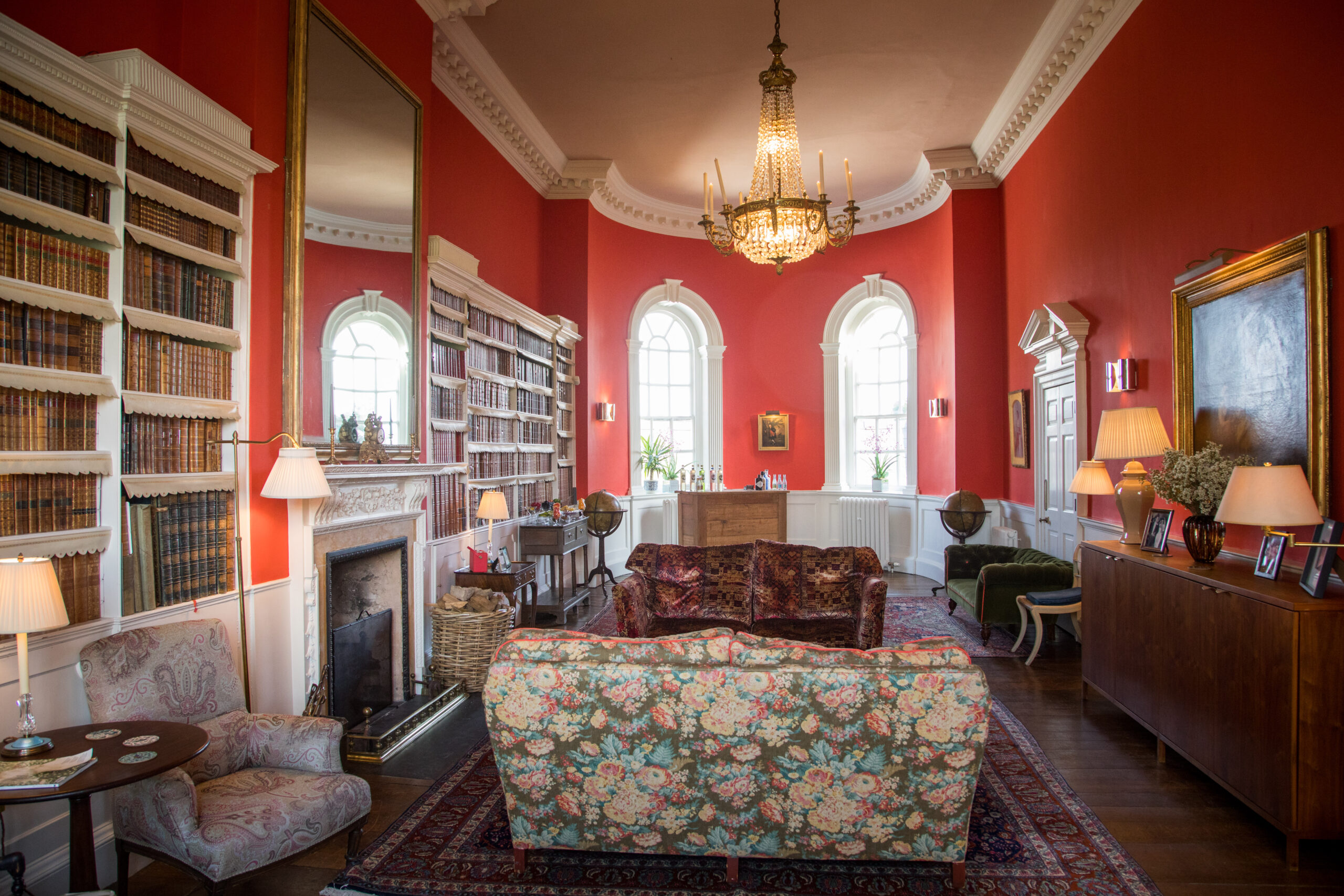 The Library at luxury wedding venue Iscoyd Park photographed by Helen Baly