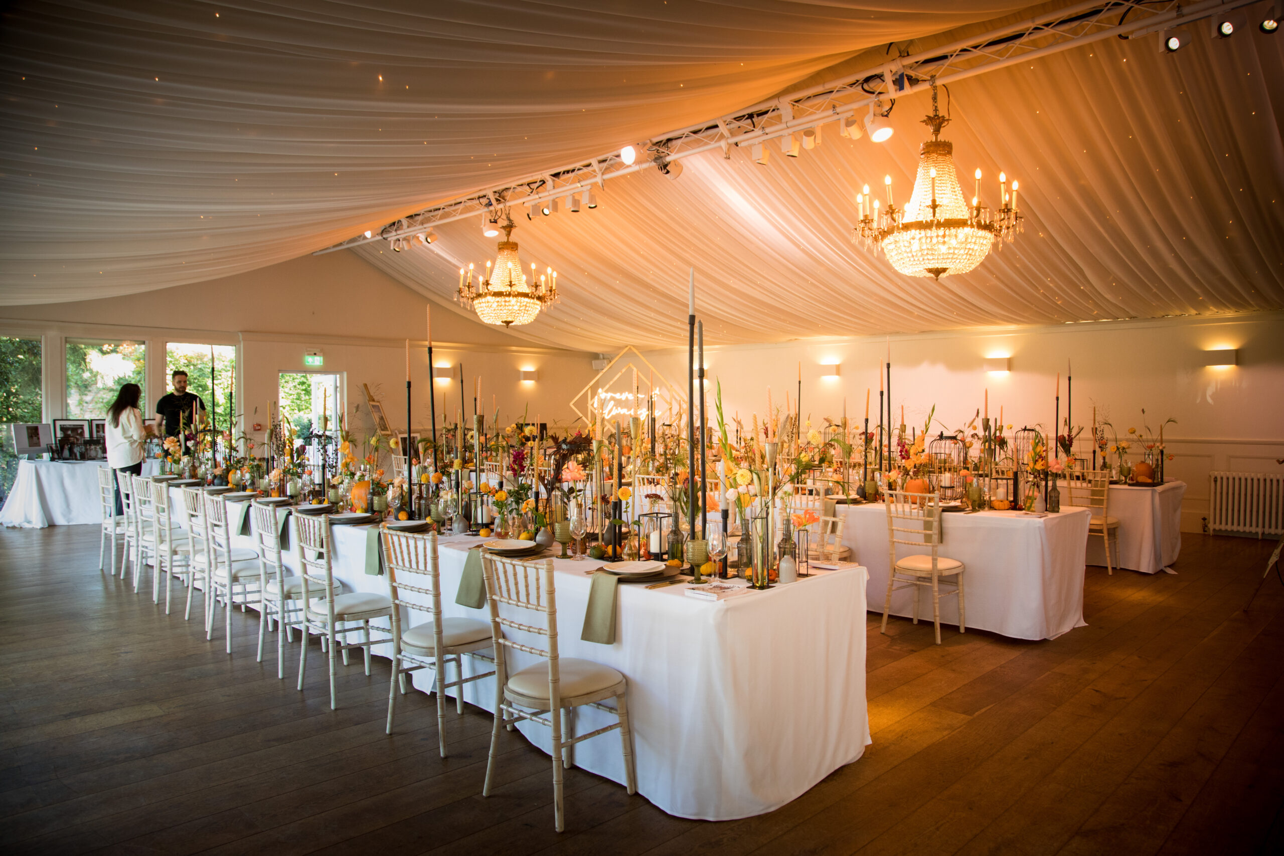 The Marquee at luxury wedding venue Iscoyd Park photographed by Helen Baly