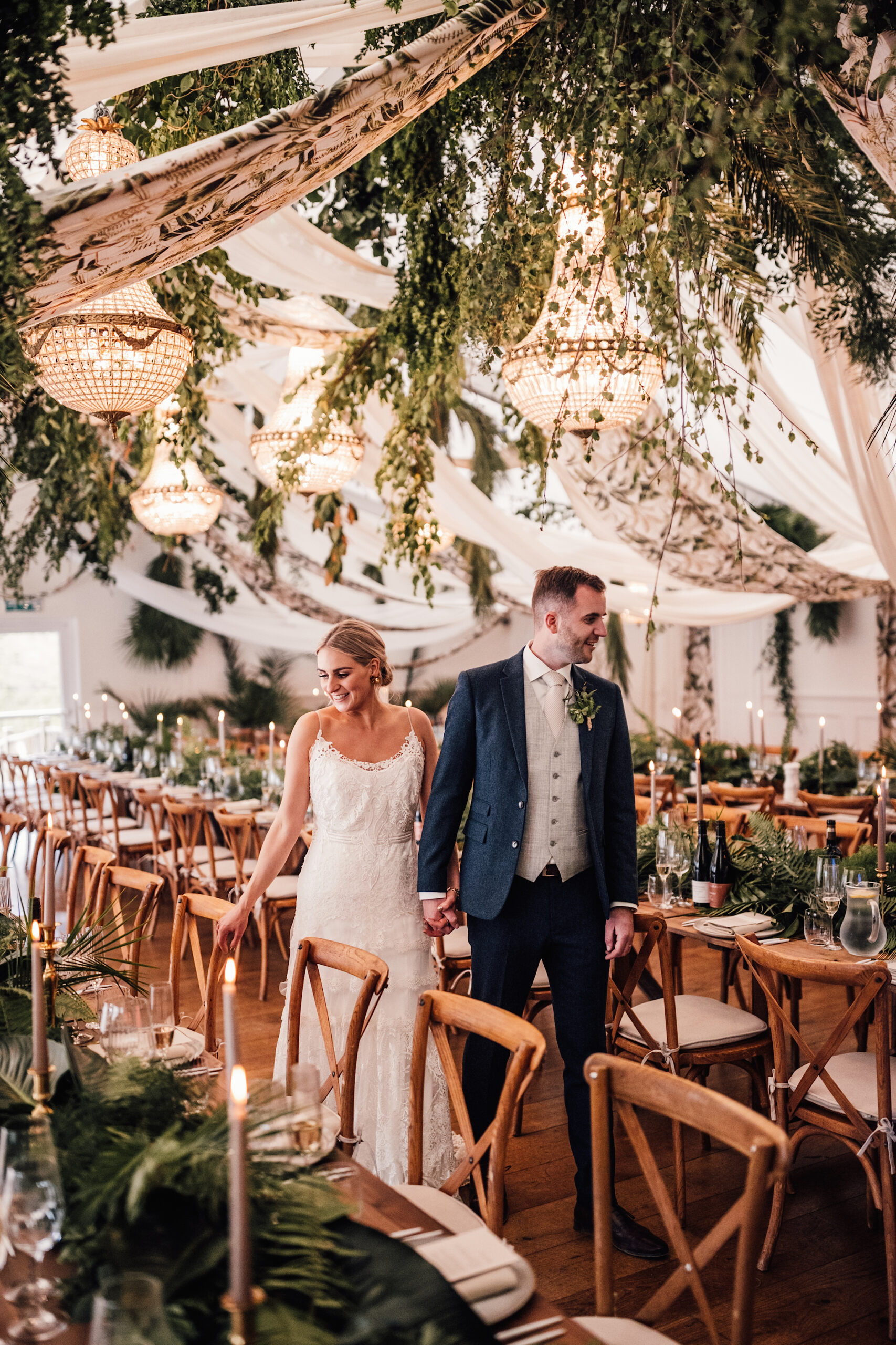 Natural greenery with a dash of luxury wedding marquee inspiration at Iscoyd Park Photographed by SAM DOCKER
