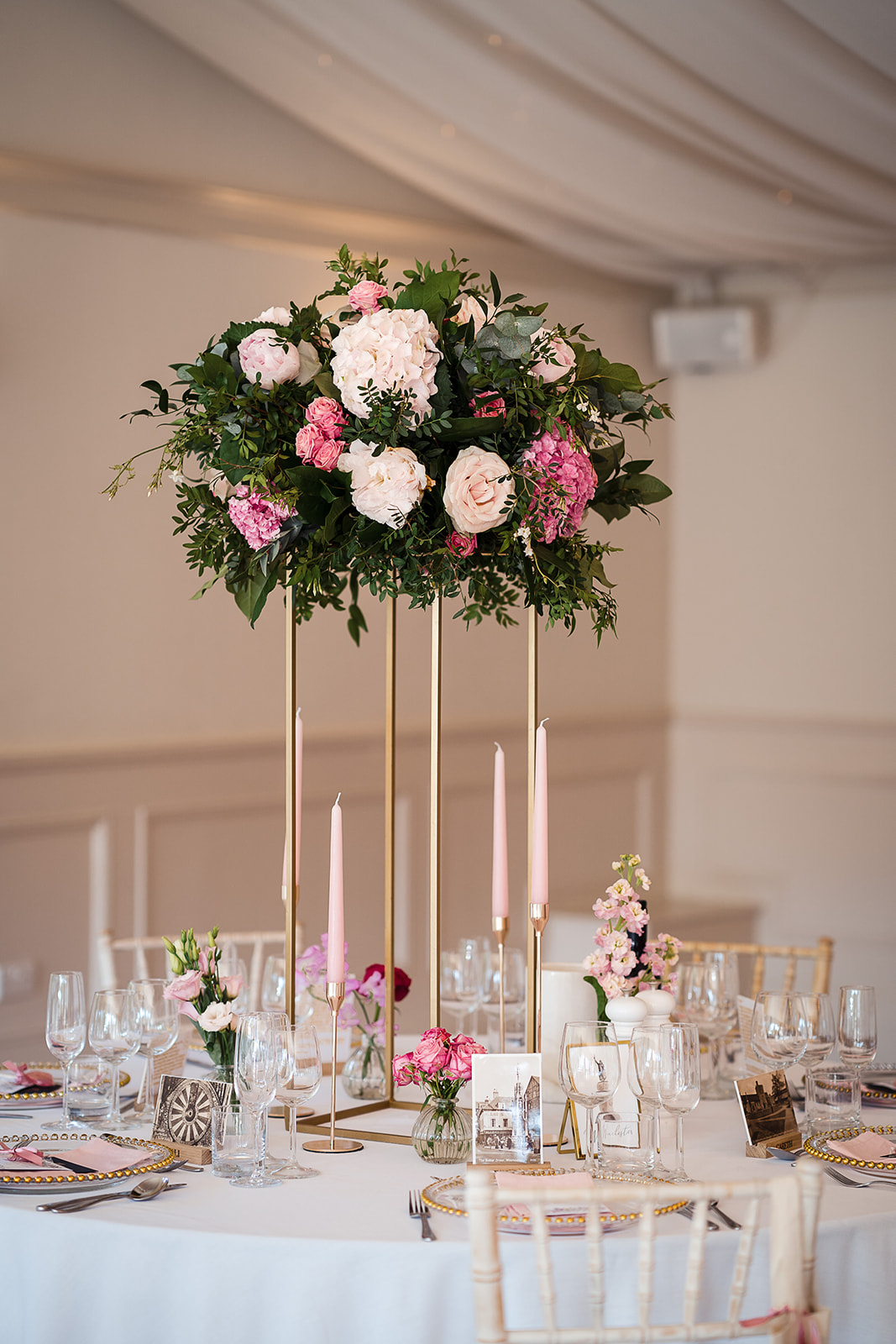 Pink summery wedding marquee decor inspiration at Iscoyd Park by Laura May Photography
