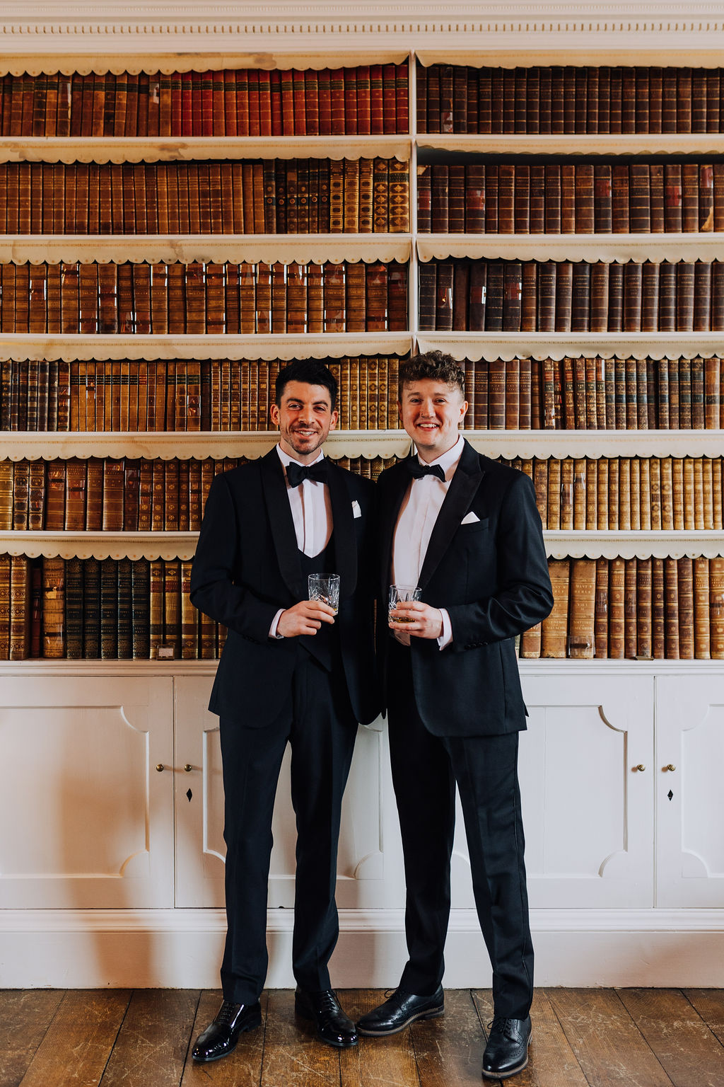 May classic English wedding at luxury venue Iscoyd Park with black tie, blush and champagne bridesmaids dresses by Clara Cooper Photography