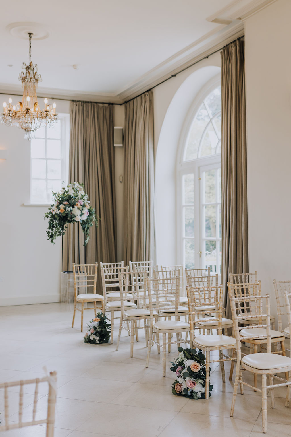 May classic English wedding at luxury venue Iscoyd Park with black tie, blush and champagne bridesmaids dresses by Clara Cooper Photography