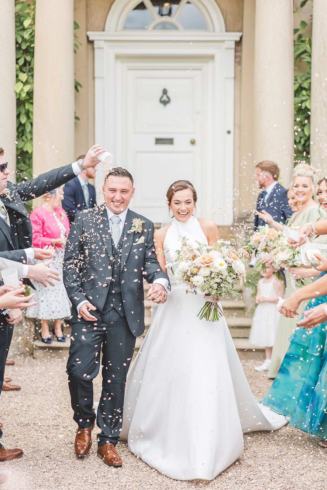 Hot pinks and coral wedding theme for classic English June wedding at Iscoyd Park by Sarah Horton Photography