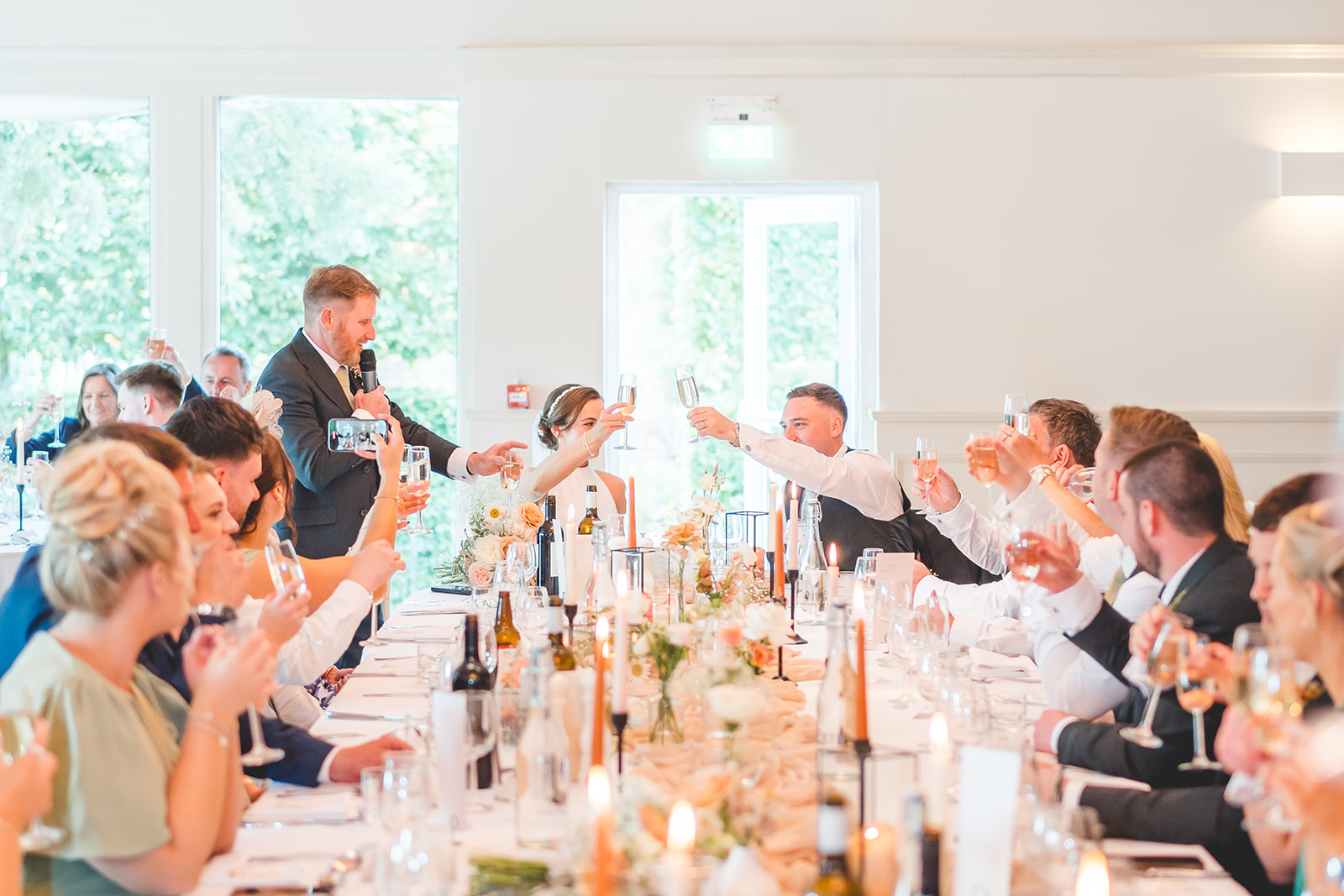 Hot pinks and coral wedding theme for classic English June wedding at Iscoyd Park by Sarah Horton Photography