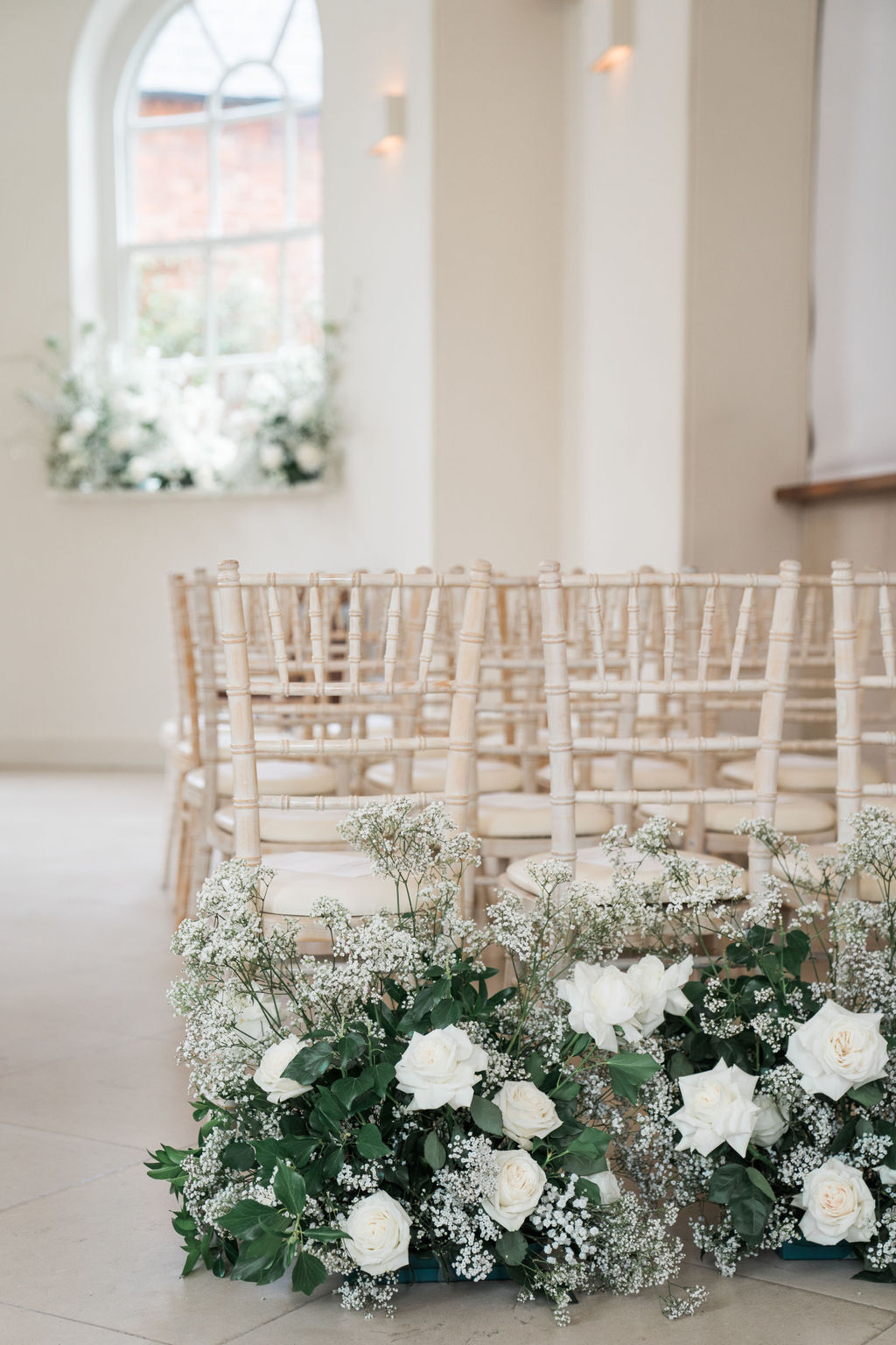 Voluptuous White Wedding Florals at a June Iscoyd Park wedding by Jessica Raphael Photography