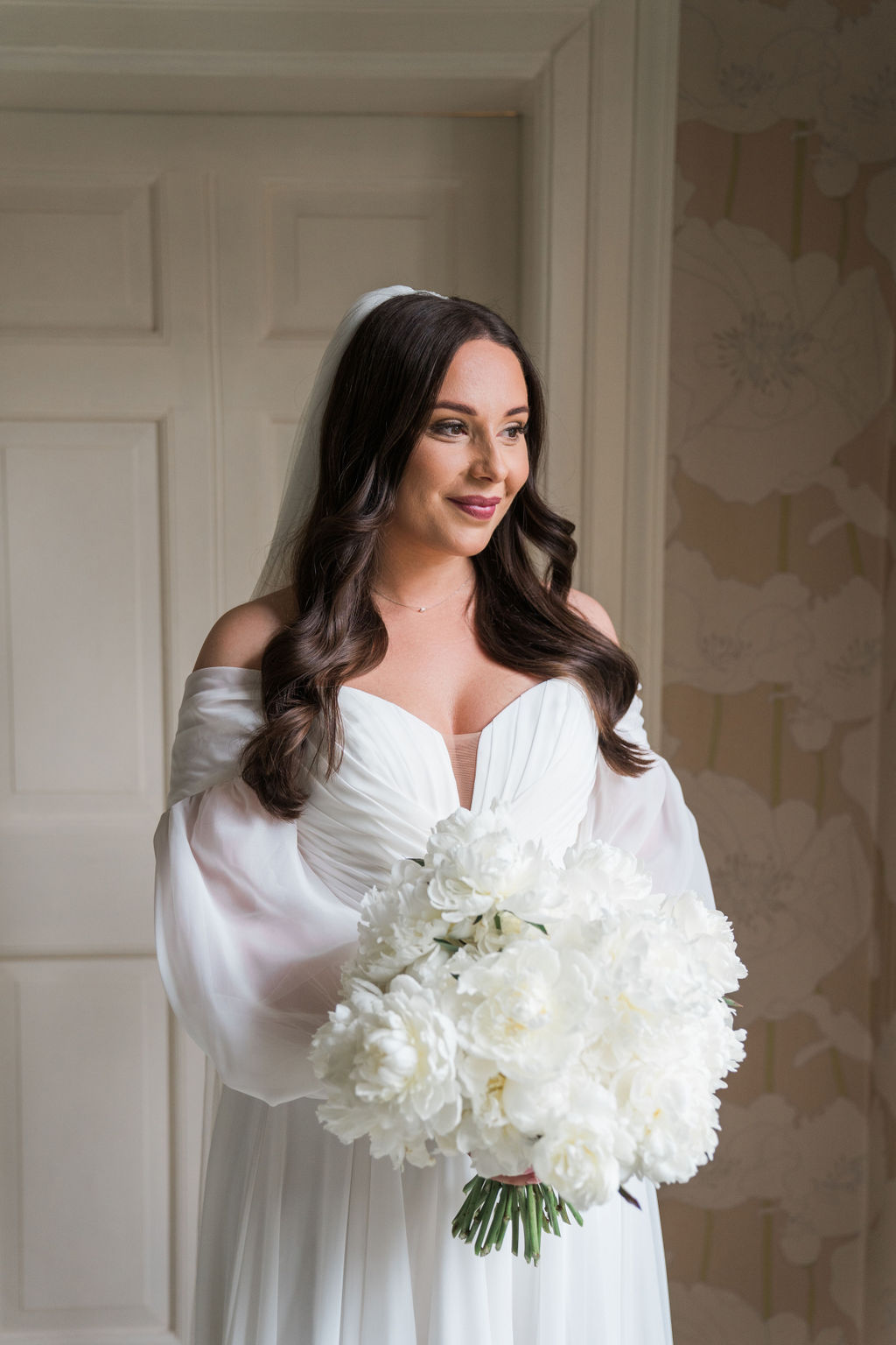 Voluptuous White Wedding Florals at a June Iscoyd Park wedding by Jessica Raphael Photography