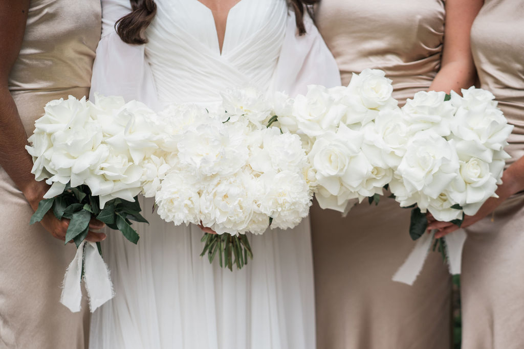 Voluptuous White Wedding Florals at a June Iscoyd Park wedding by Jessica Raphael Photography