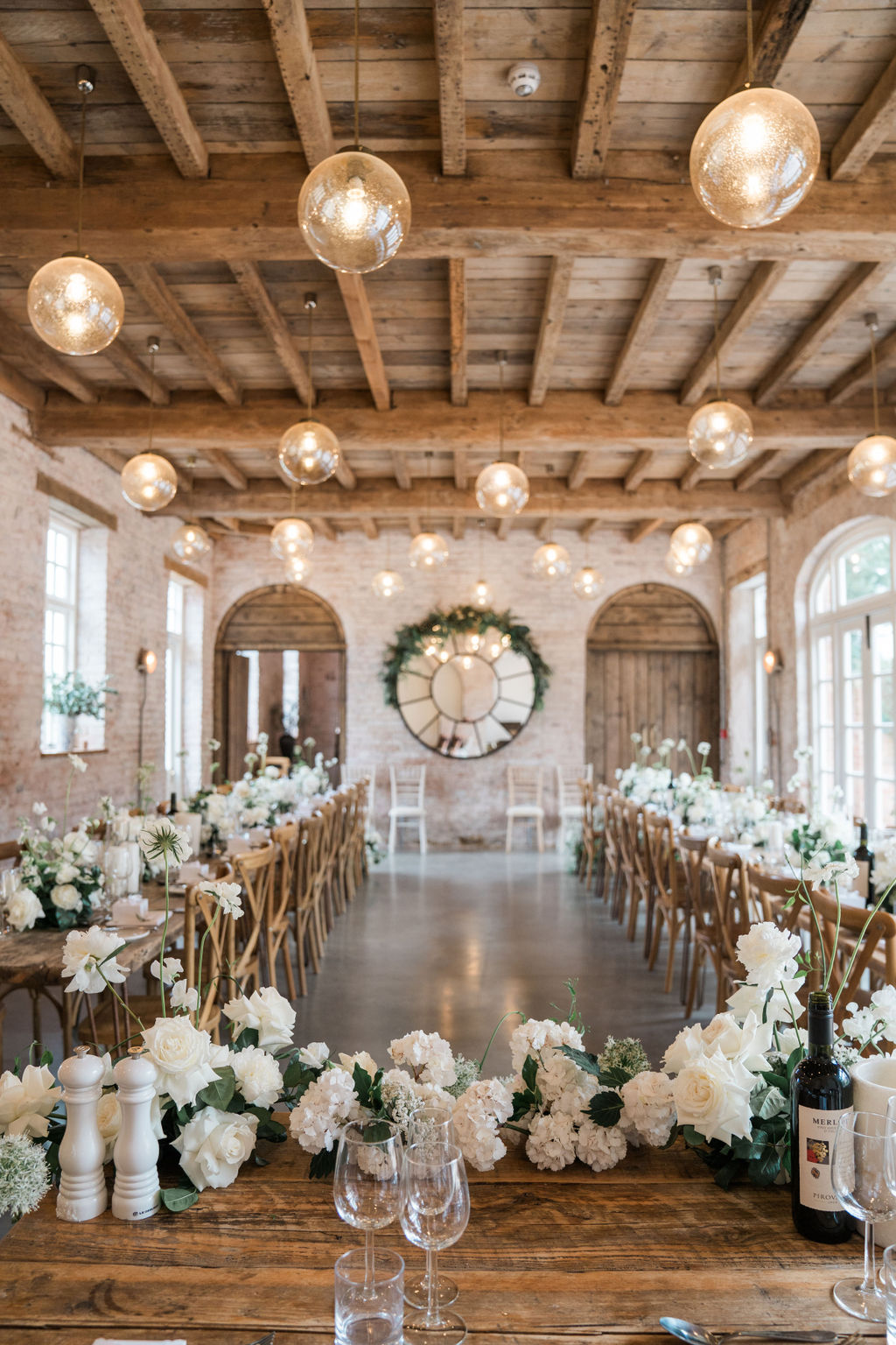 Voluptuous White Wedding Florals at a June Iscoyd Park wedding by Jessica Raphael Photography