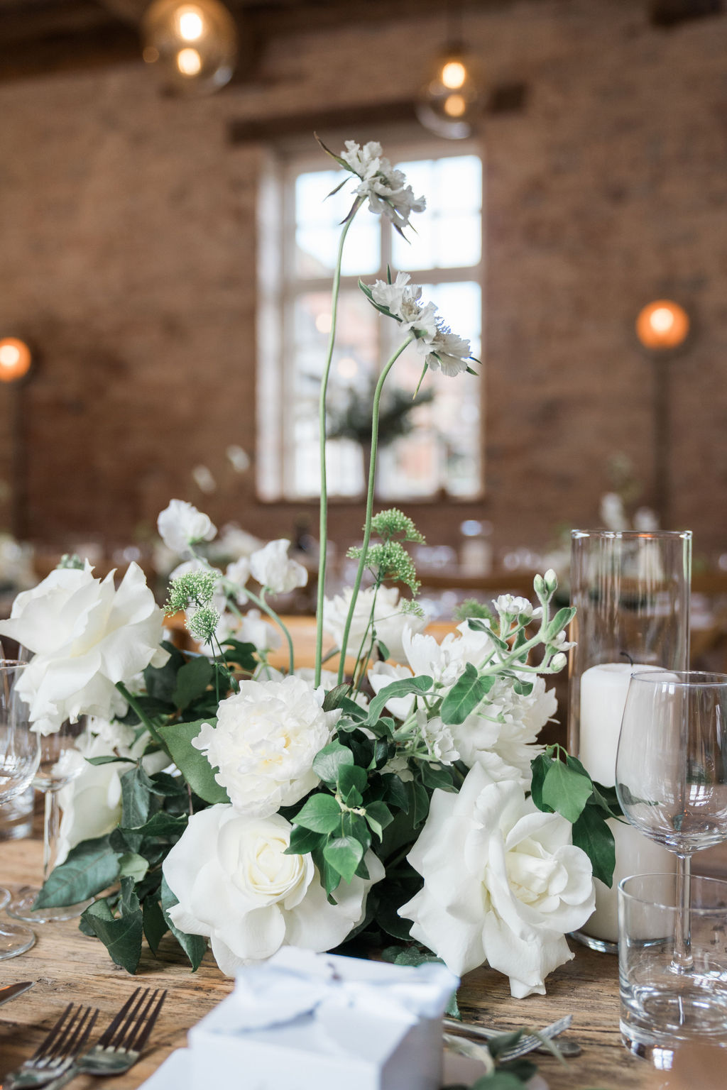 Voluptuous White Wedding Florals at a June Iscoyd Park wedding by Jessica Raphael Photography