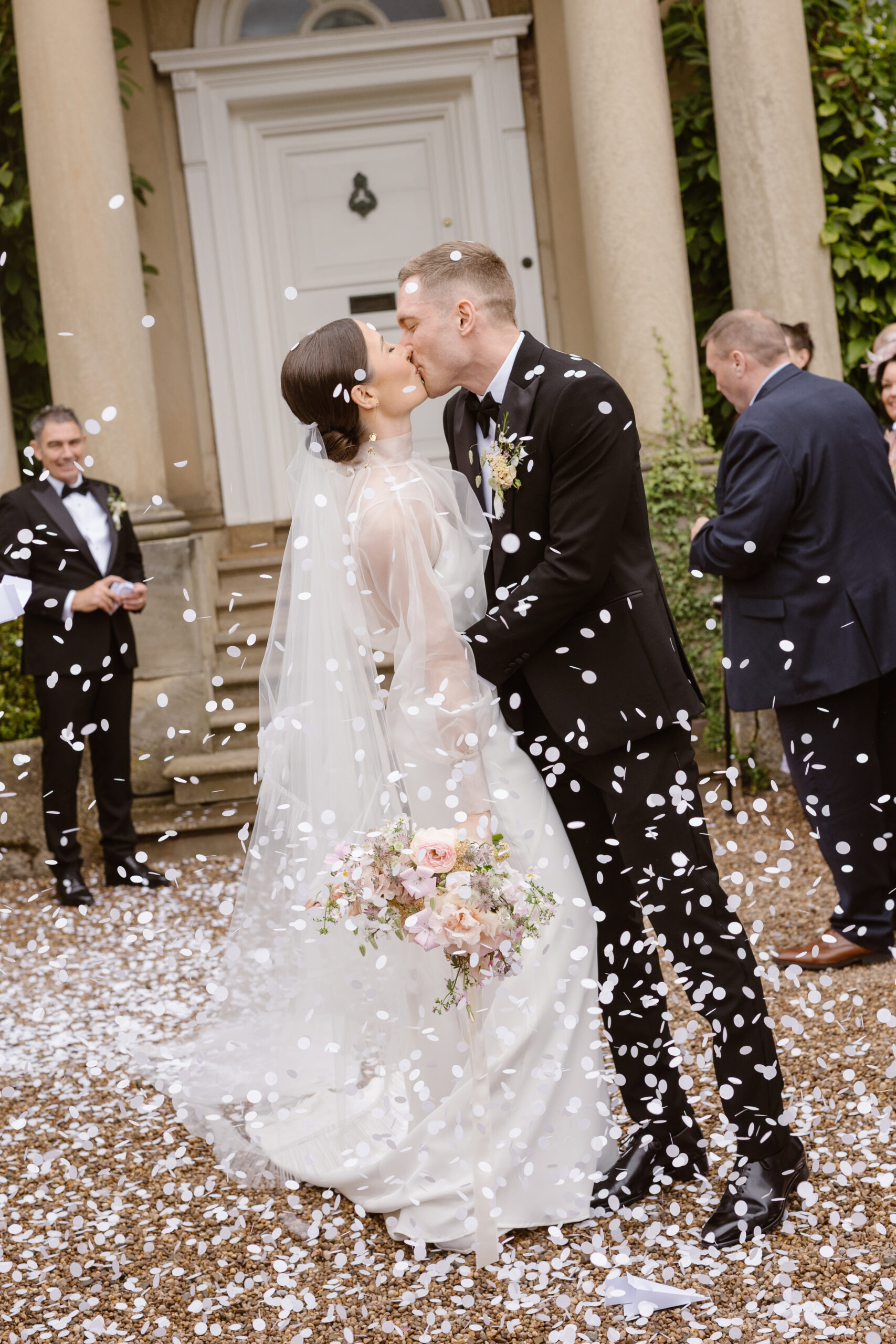 Soft peach meadow inspired Summer wedding at Iscoyd Park by Agnes Black Photography.