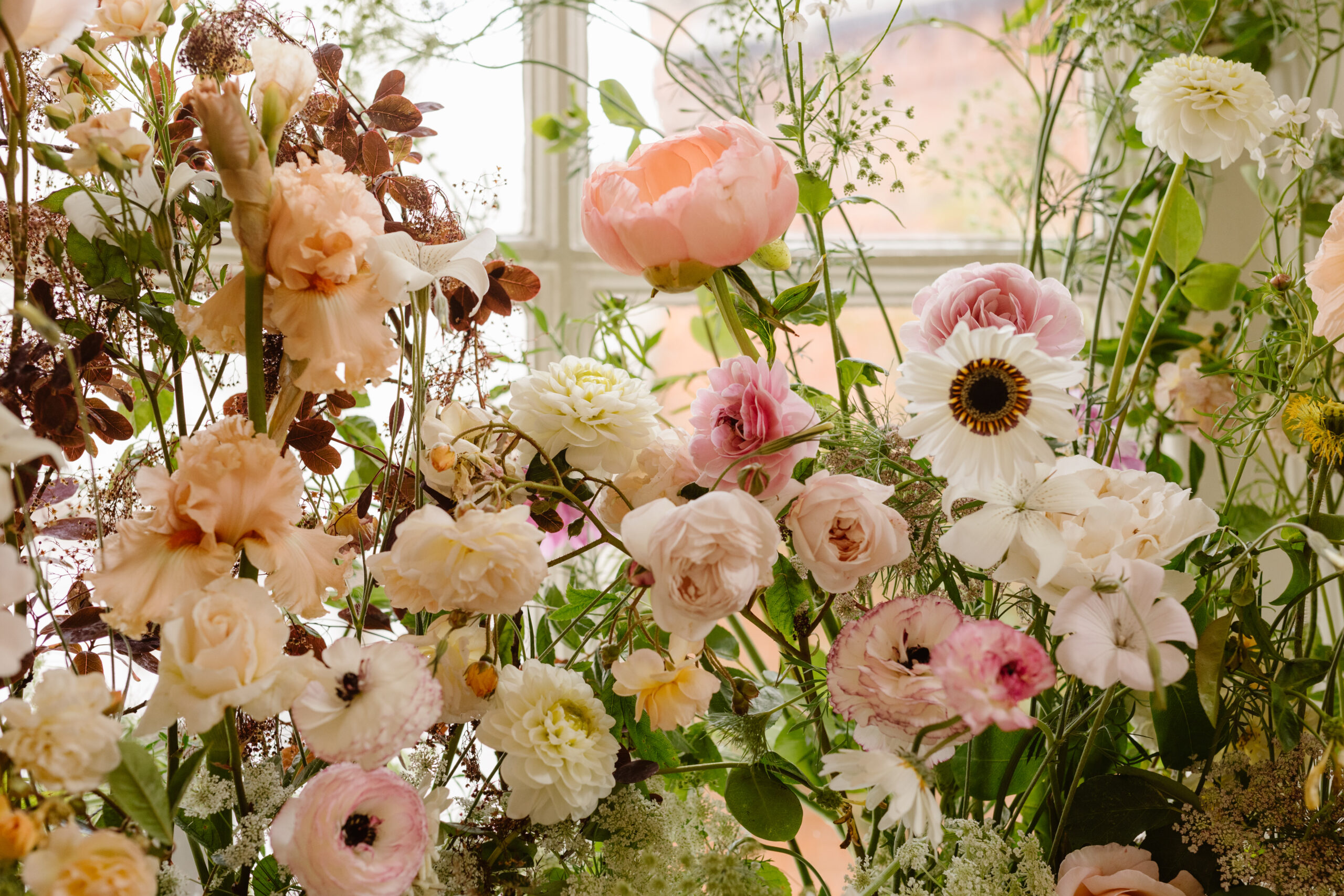 Soft peach meadow inspired Summer wedding at Iscoyd Park by Agnes Black Photography.