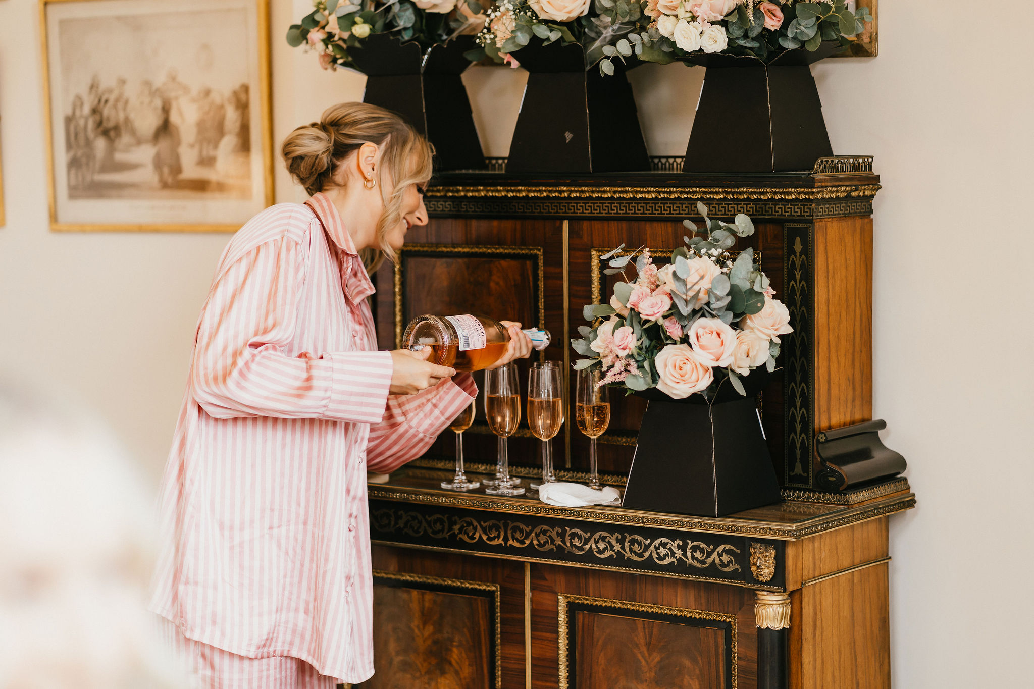 Pink July Roses for a Summer Wedding at Exclusive Use Country House Venue by Jessica Hopwood Photography