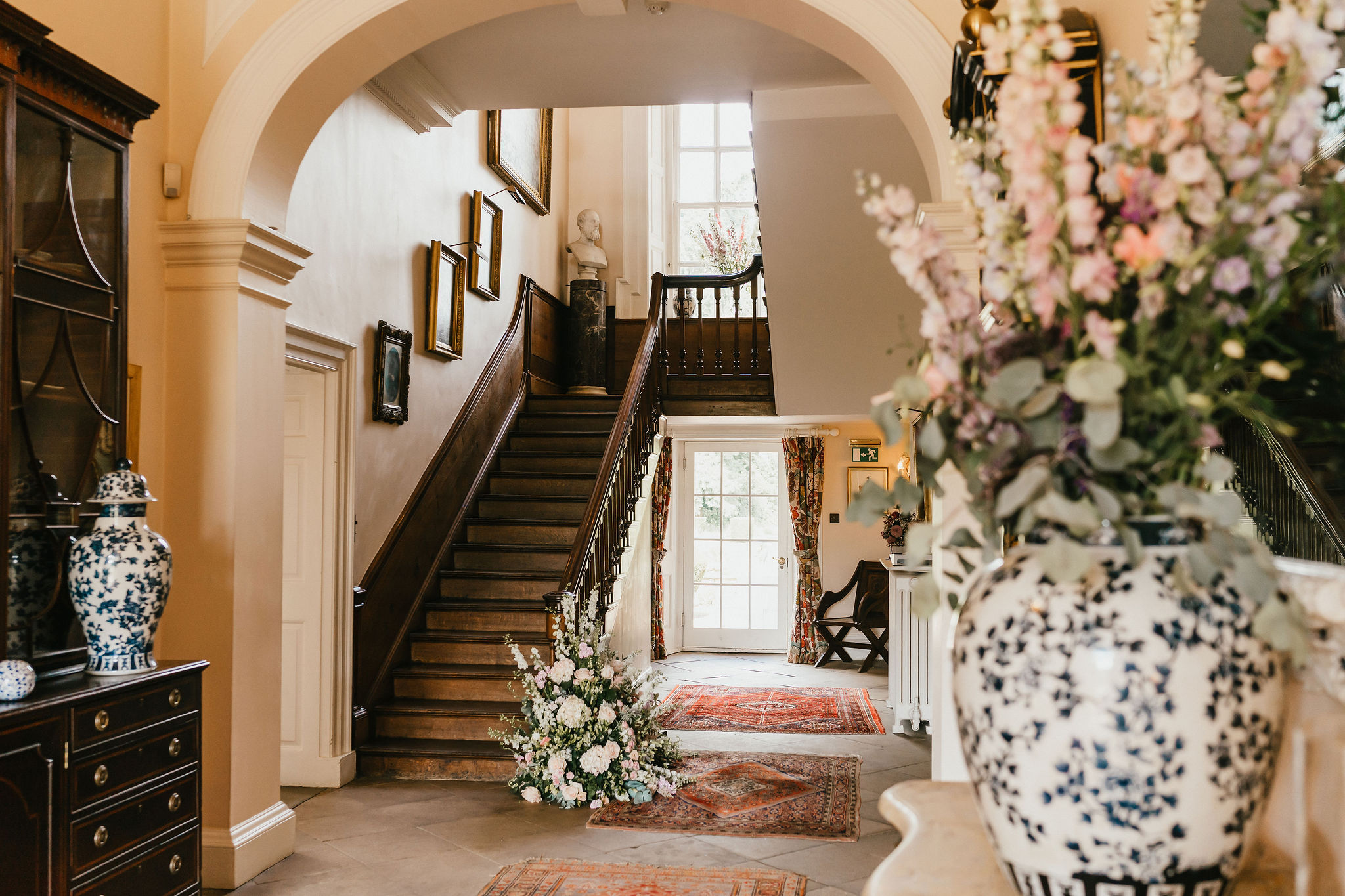 Pink July Roses for a Summer Wedding at Exclusive Use Country House Venue by Jessica Hopwood Photography