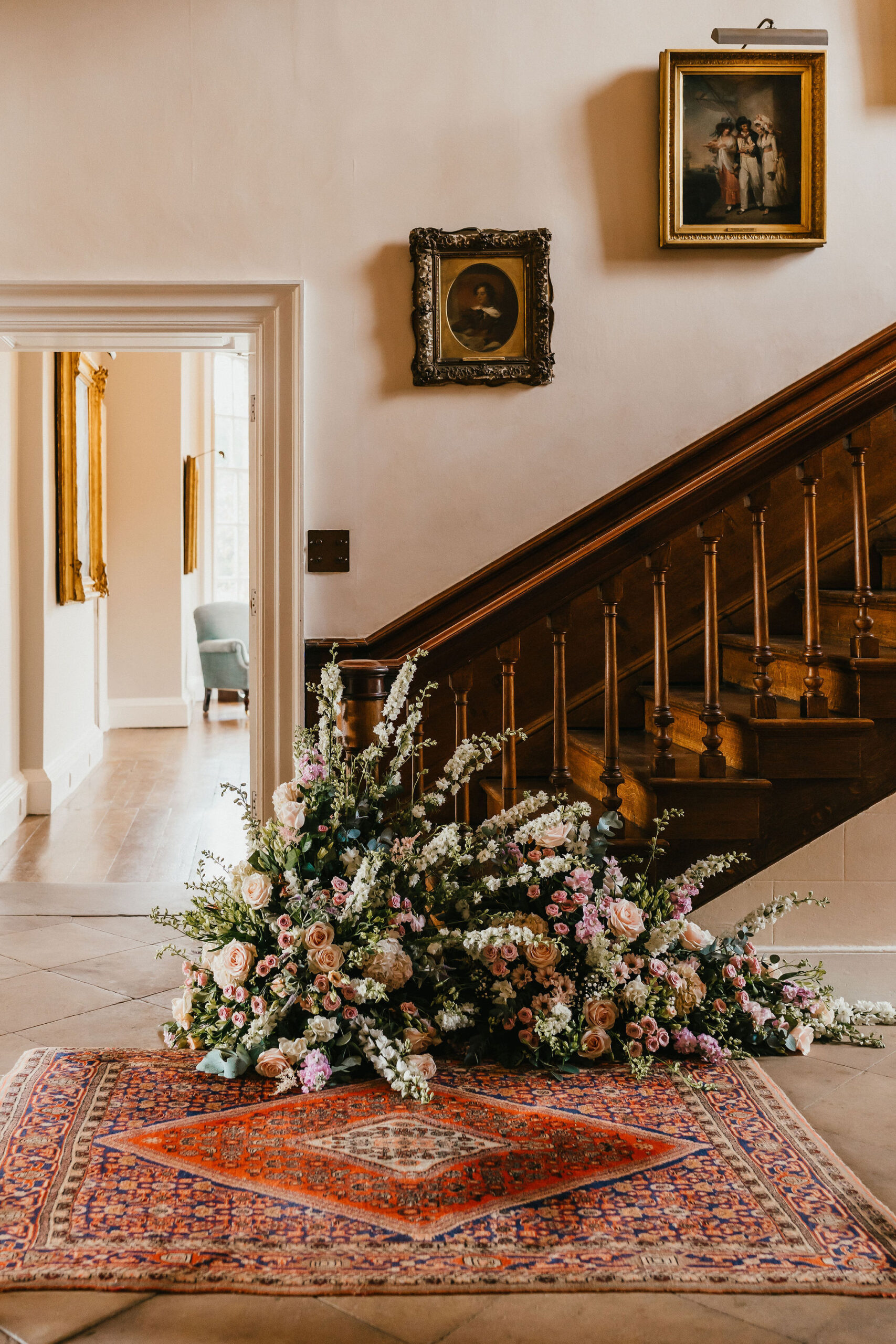 Pink July Roses for a Summer Wedding at Exclusive Use Country House Venue by Jessica Hopwood Photography