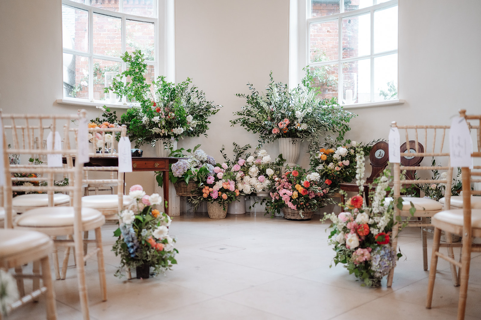 Check out this colour pop modern luxe wedding with coral florals at Iscoyd Park by Lucy Henzell Photography