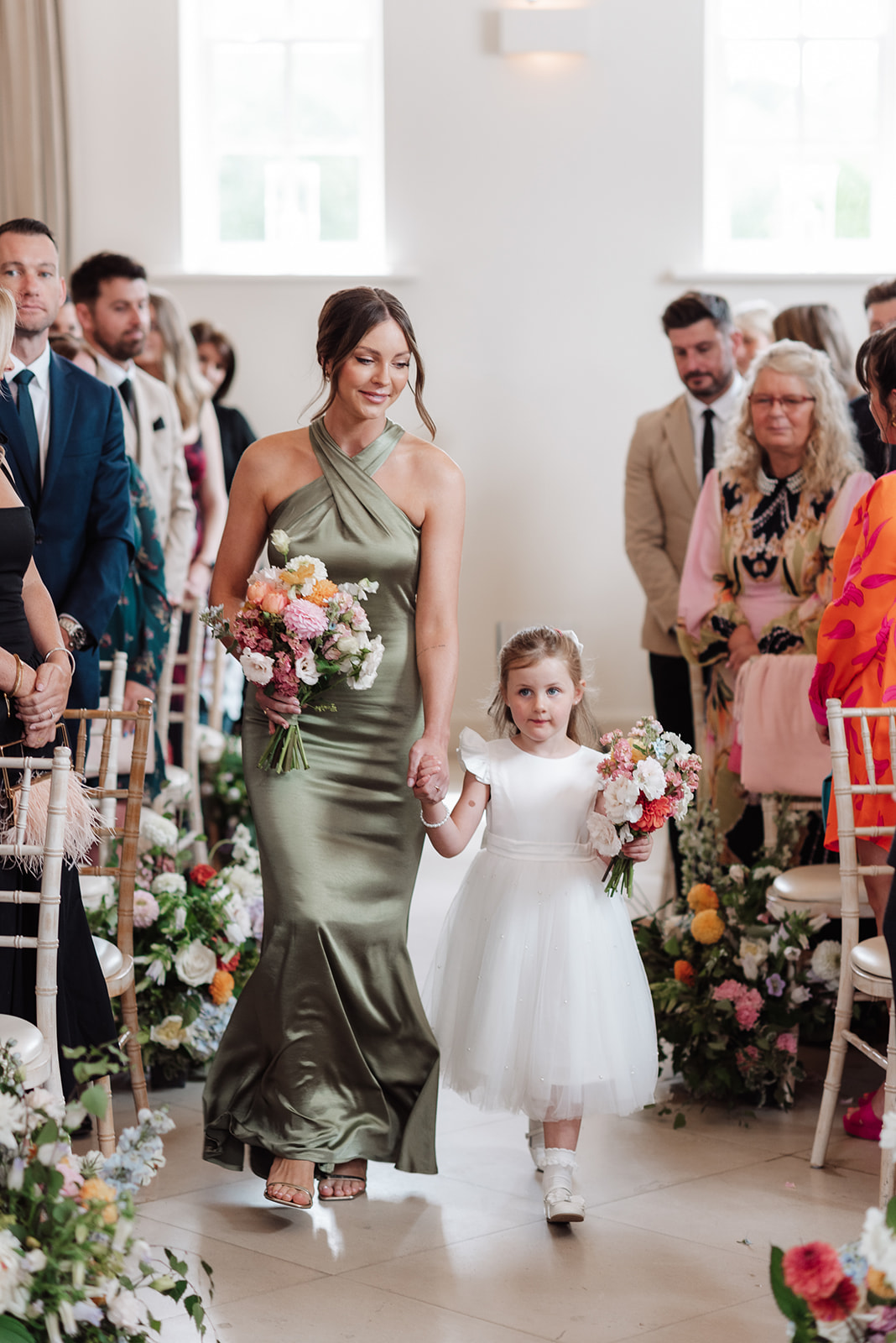 Check out this colour pop modern luxe wedding with coral florals at Iscoyd Park by Lucy Henzell Photography