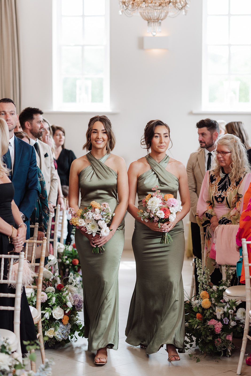 Check out this colour pop modern luxe wedding with coral florals at Iscoyd Park by Lucy Henzell Photography