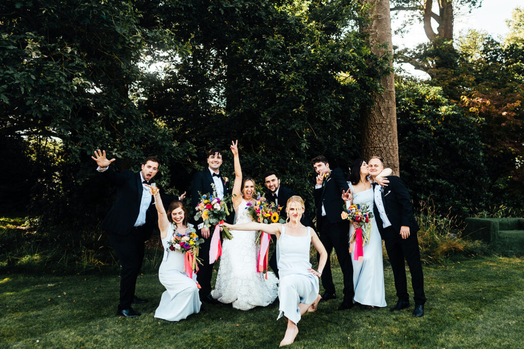 Colour pop juicy fruit inspired wedding at luxury UK venue Iscoyd Park with Casablanca Bridal gown by Hannah Hall Photography.