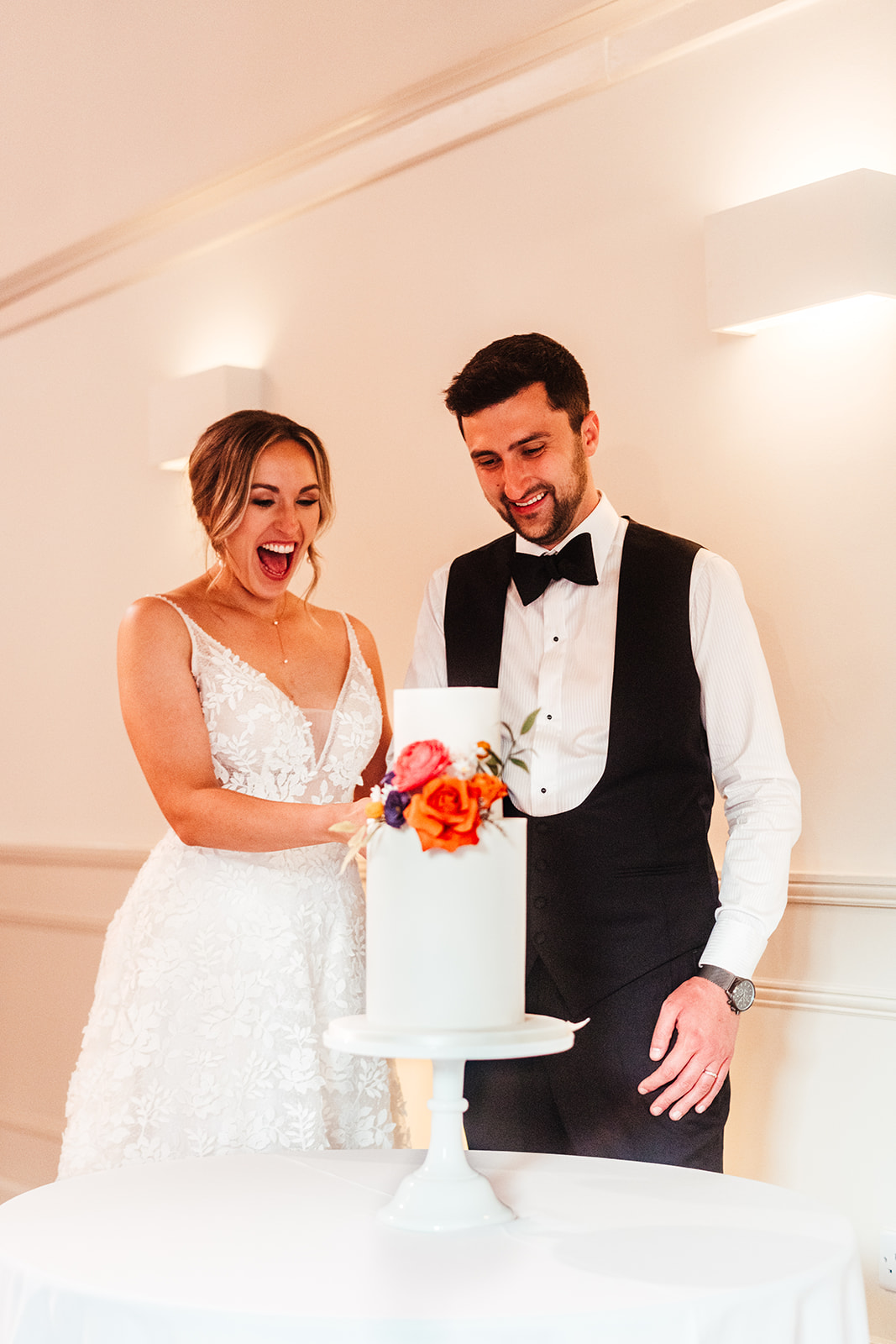 Colour pop juicy fruit wedding at luxury UK venue Iscoyd Park by Hannah Hall Photography.