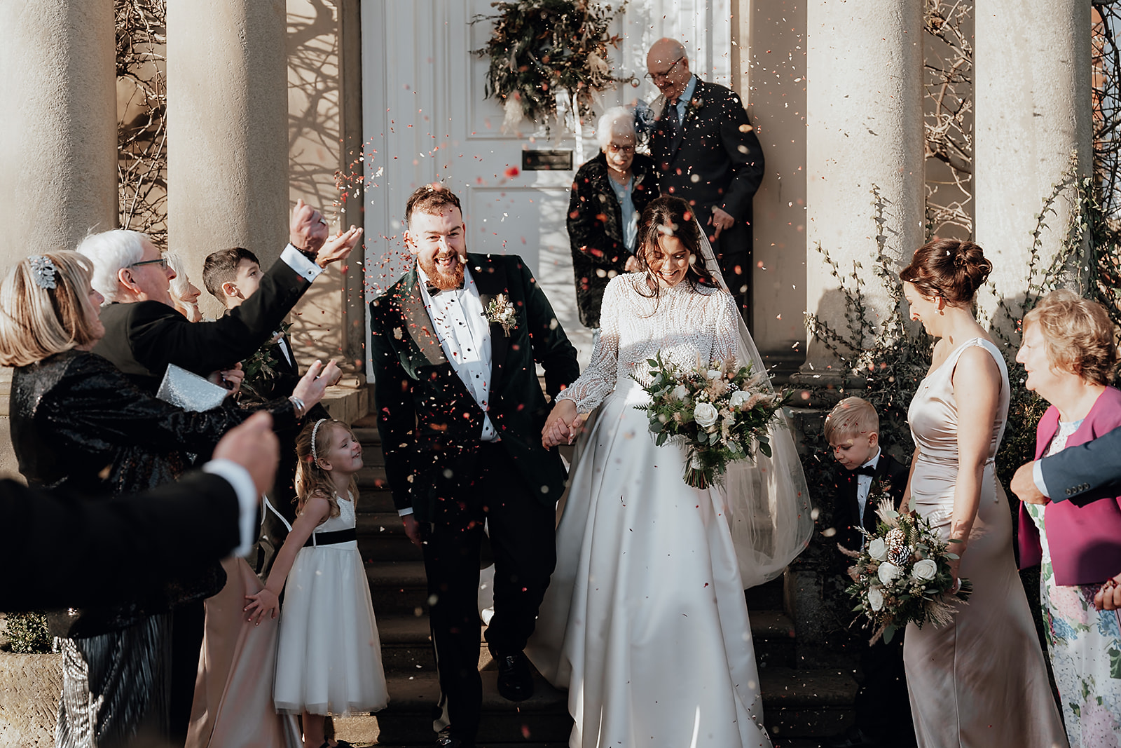 Ice luges, customised cocktails and flower clouds reign supreme at this New Year's Eve wedding at Iscoyd Park by Patrick Partridge Photography